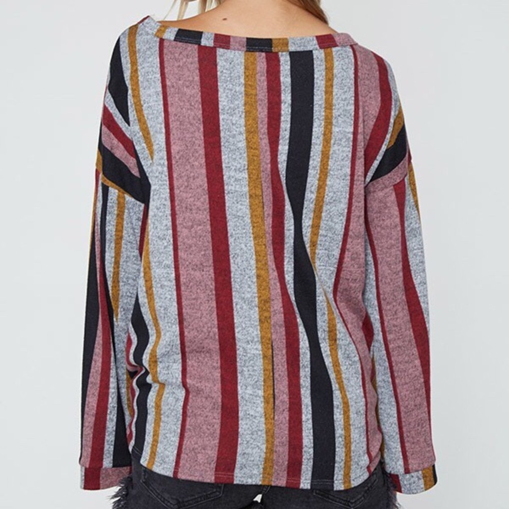 SALE BELL SLEEVE FRONT TIE DROP SHOULDER TOP - Picture 7 of 9